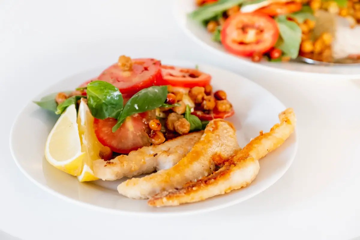 Simple Fish Recipe Pan Fried Fish and Caprese Salad