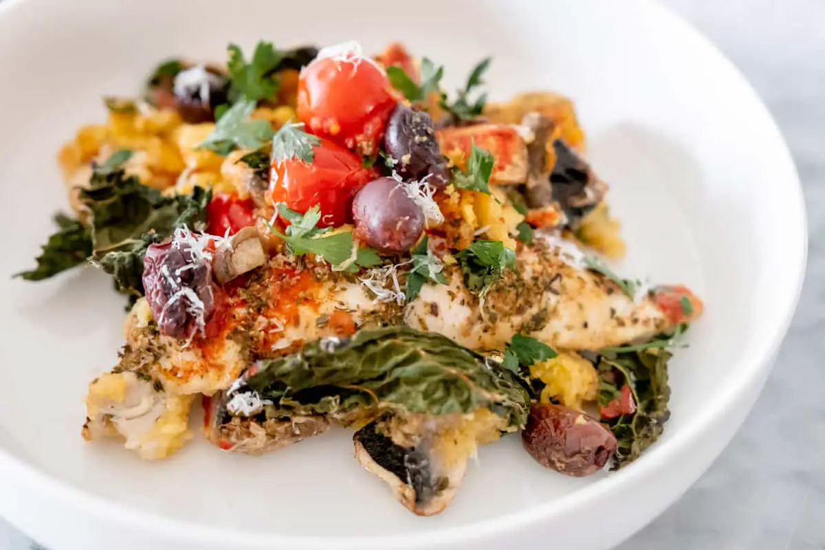 Chicken, Mushroom and Olive Tray Bake - The Dinner App