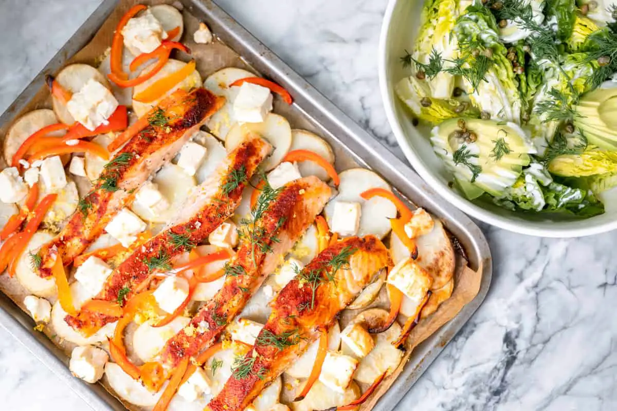 Easy Salmon Tray Bake Recipe - The Dinner App