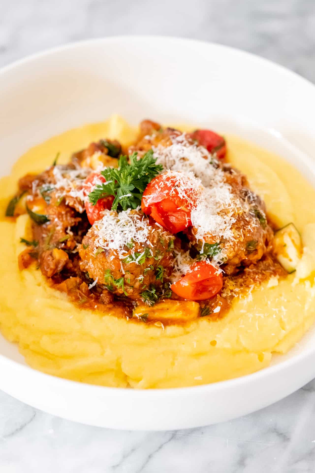 Meatballs in Tomato Sauce with Creamy Polenta Recipe The Dinner App