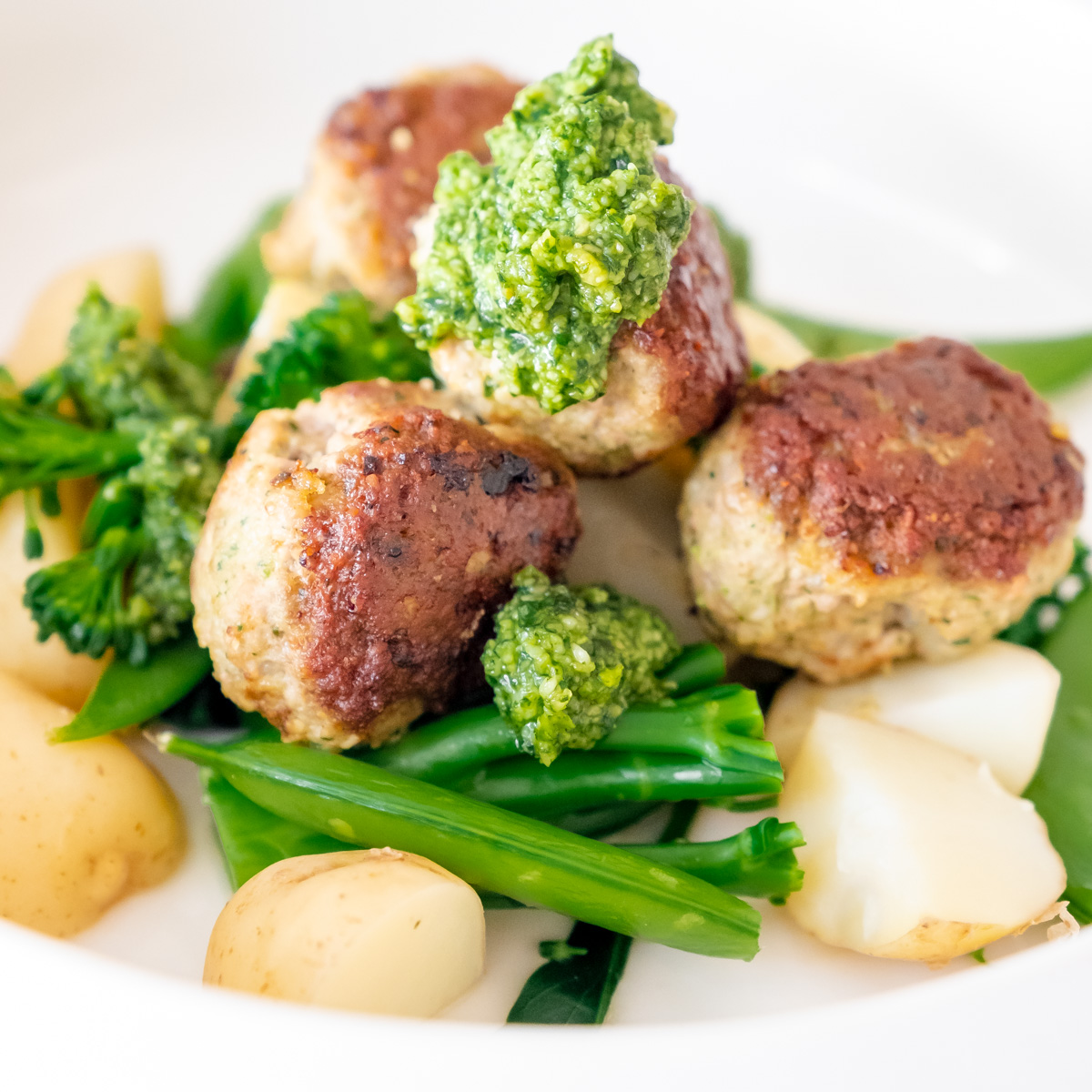 Pesto Meatballs with Lemon Potatoes The Dinner App